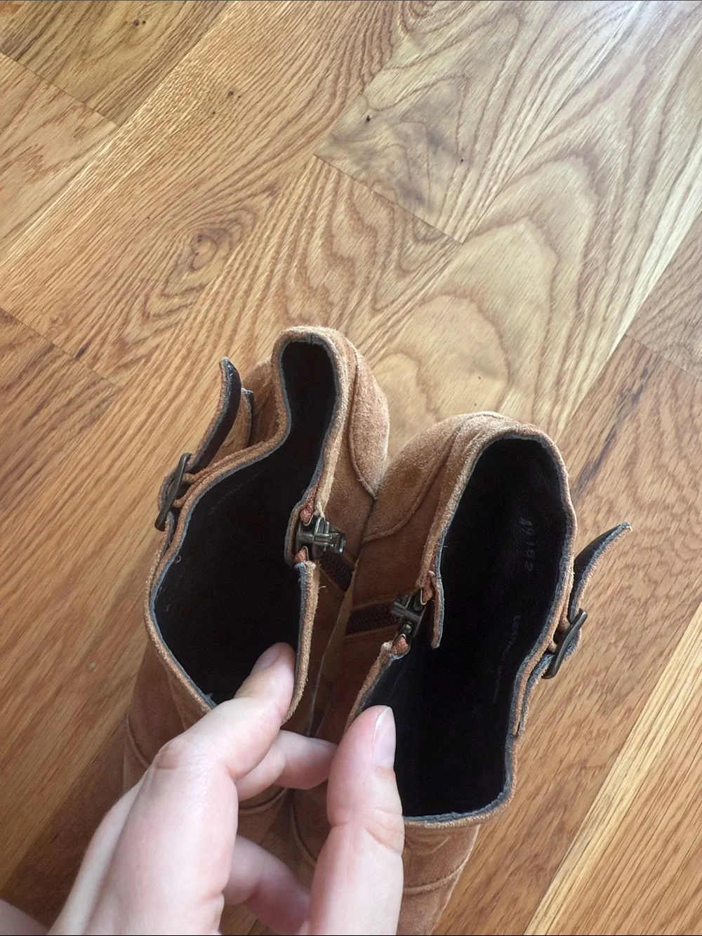 J Crew Suede Wedge Ankle Boot with Buckle Details